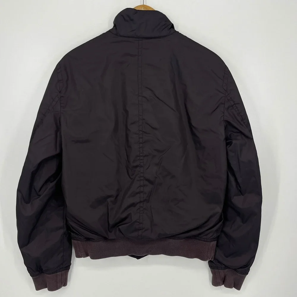 John Varvatos Mens Bomber Jacket Dark Plum Purple Nylon Mock Neck Size S